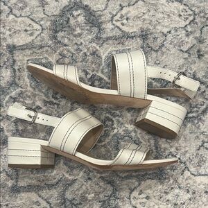 Via Spiga Cream Block Heel Sandals